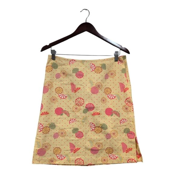 Christopher Banks Yellow Lemons Novelty Print Cotton Spring Mini Skirt Sz 4 - Picture 1 of 15